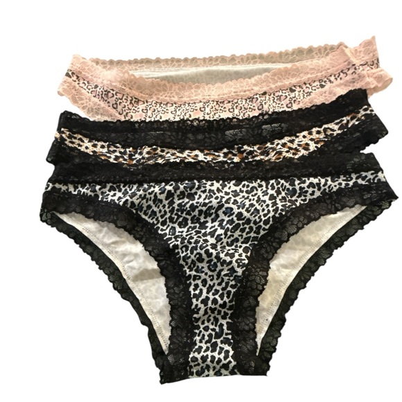 3 pairs Brand New  Leopard Animal Print and Lace Trim Panties Set Size L - Picture 1 of 1